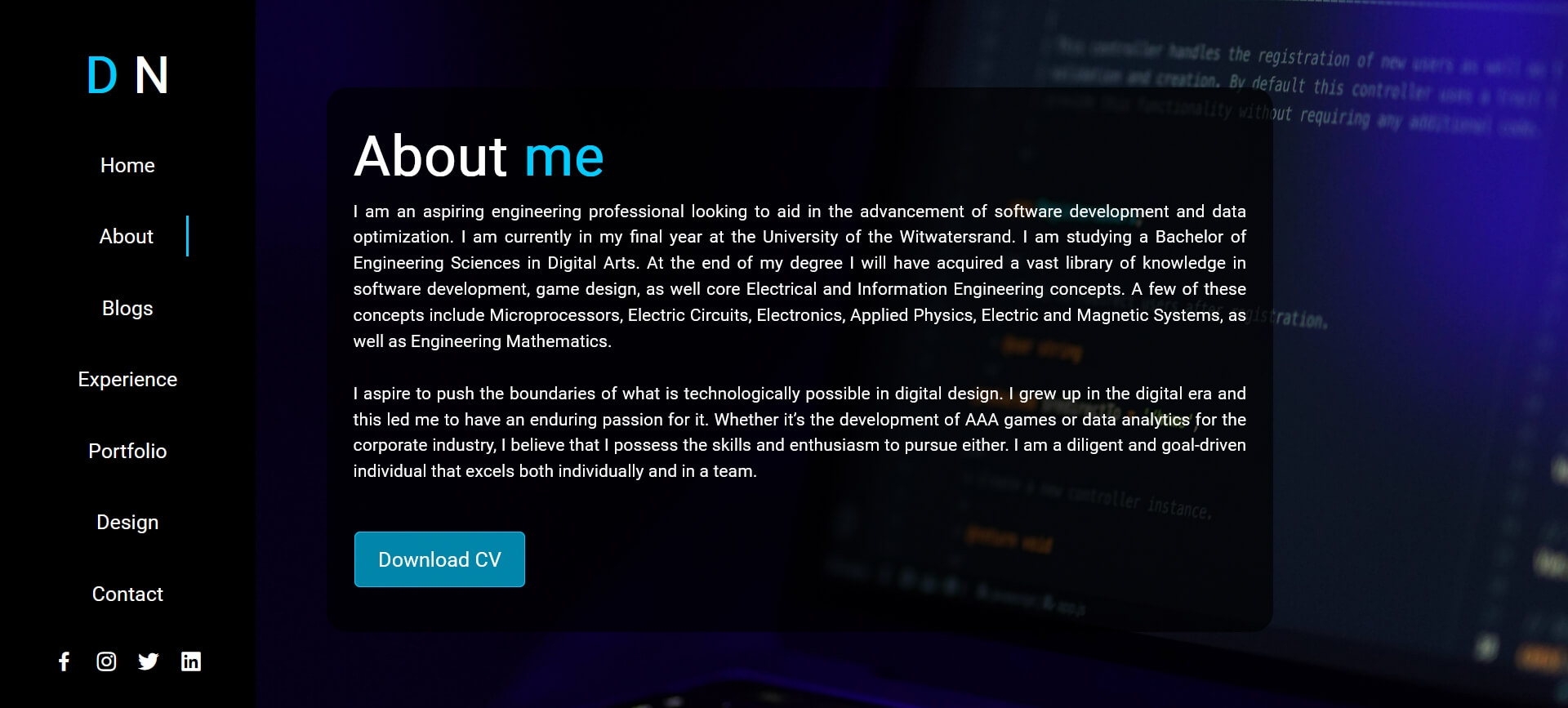 Wireframe for about section